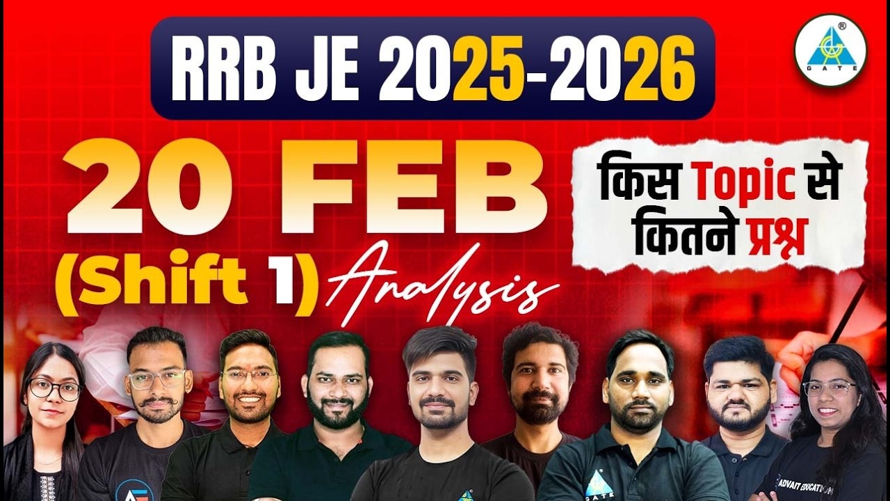 RRB JE 2025-2026 || 20 FEB (Shift 1) ||  Analysis किस Topic से कितने प्रश्न 