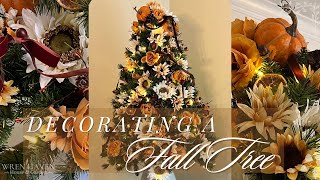 🍁FALL 2023 DECORATING || AUTUMN ABUNDANCE TREE! || Warm Golds, Dried Fruit, Velvet And Florals 🍁