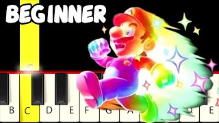 Starman Theme - New Super Mario Bros. - Fast and Slow (Easy) Piano Tutorial - Beginner