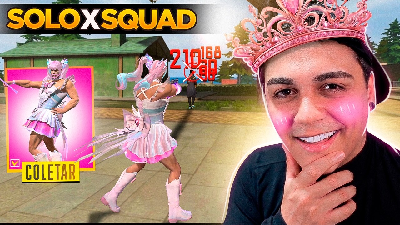LÁ ELE!! JA TESTEI A NOVA SKIN DE FADA NO RUSHADÃO SOLO VS SQUAD DO FREE FIRE