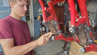 Coleman B200 mini bike rear suspension swing arm modification.