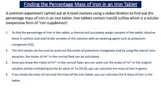 More About Redox Titrations (A2 Chemistry)