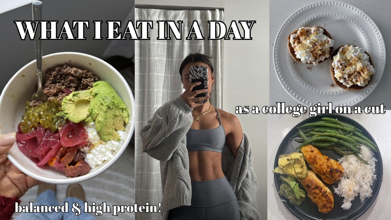 WHAT I EAT IN A DAY: for FAT LOSS IN COLLEGE (while staying balanced)!
