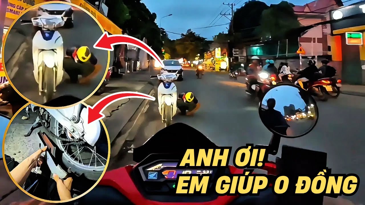 Đang bối rối vì xe tuột sên, anh bất ngờ được người lạ dừng lại giúp