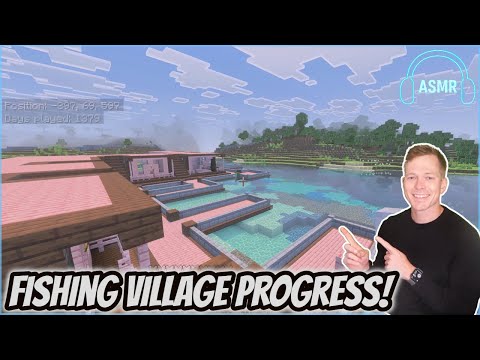 Minecraft ASMR | Fishing Village Progress on Collect 'N' Play’s Realm 🌙