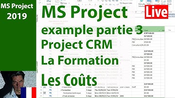 Ms Project  2019 ● Apprendre par Un Exemple ● Training Project CRM ● Les Coûts