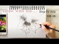 HB & 4B. DRAW WITH ME. Pencil Drawing- Echinacea Flower -Tutorial Step by Step