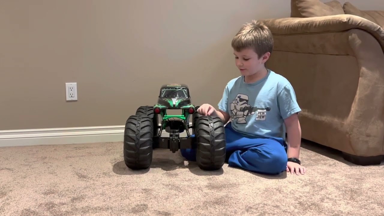 Monster Jam Mega Grave Digger RC Smashes Gingerbread House