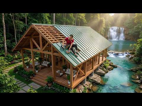 3 Days The Girl Builds And Installs The Roof On Her Dream Wooden House Deep In The Forest By Hand