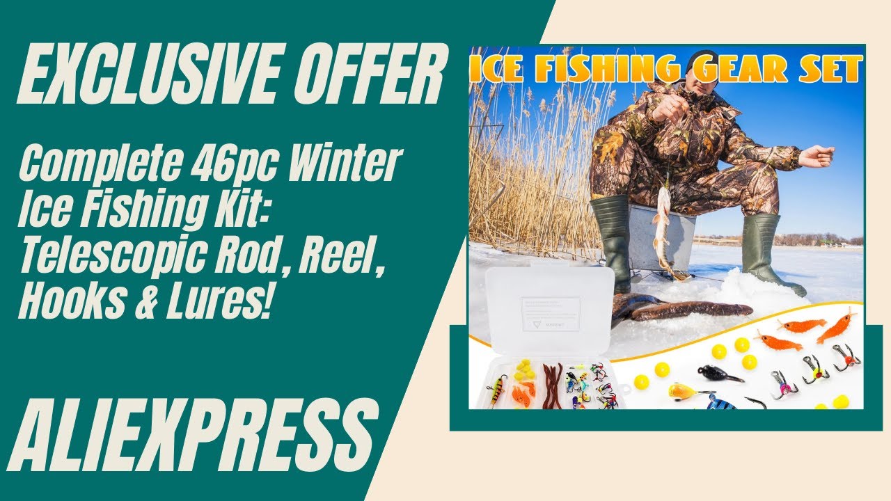 Complete 46pc Winter Ice Fishing Kit: Telescopic Rod, Reel, Hooks & Lures!