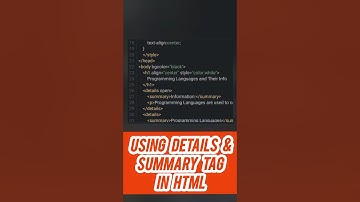 Details & Summary Tag in HTML #html5 #tags #programming