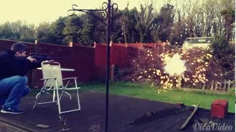 Firebird exploding targets in slow motion