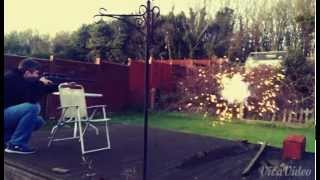Firebird exploding targets in slow motion
