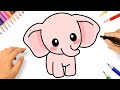 HOW TO DRAW A CUTE KAWAII ELEPHANT EASY ????????