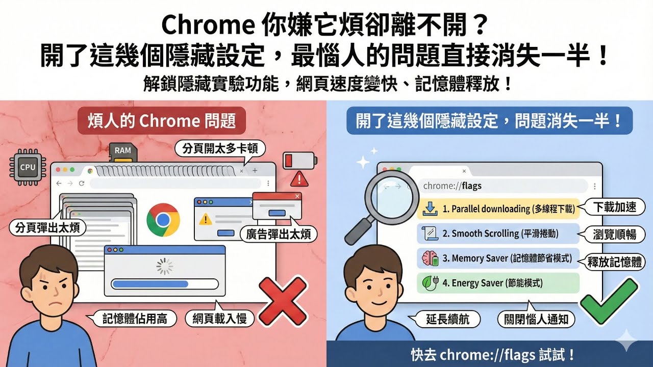 AI「Chrome 你嫌它煩卻離不開？開了這幾個隱藏設定，最惱人的問題直接消失一半！」