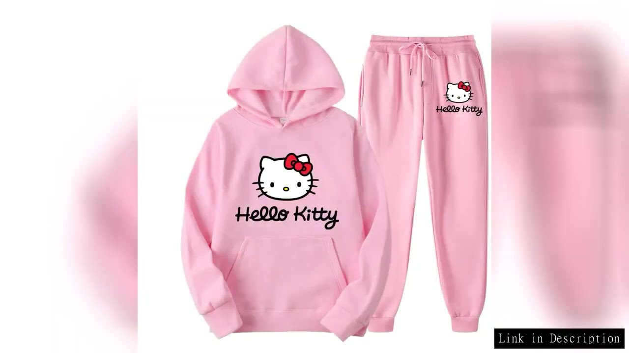 Hello Kitty Cartoon Anime Women Sweatshirt Sweatpants Set Fashion Men Pullover Pants Suit Spring Aut
