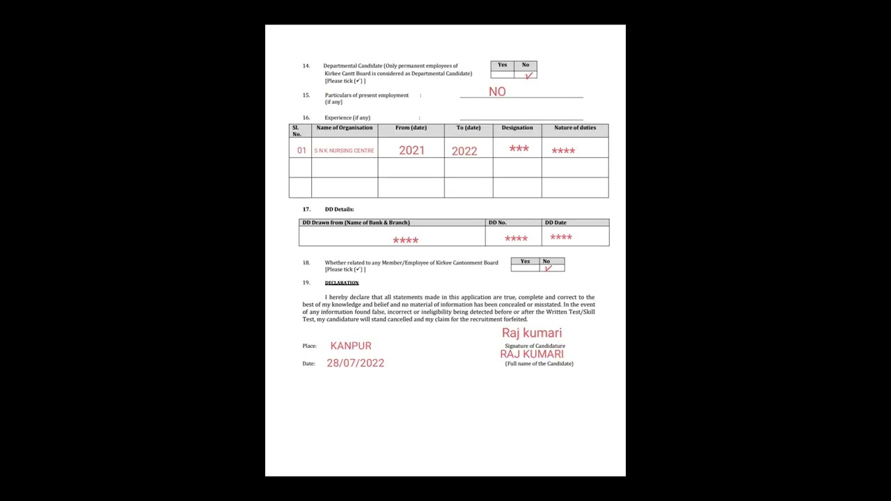 Cantonment Board Kirkee, Staff Nurse Vacancy Ka Offline Form Kaise Bhare