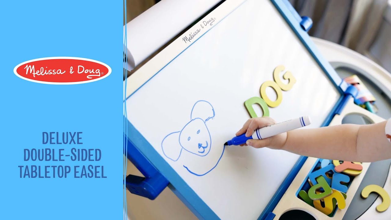 Matty's Toy Stop Deluxe 3-in-1 Wooden Tabletop Easel with Blackboard, Dry  Erase, Paper Roll, Paper Clip & Accessories