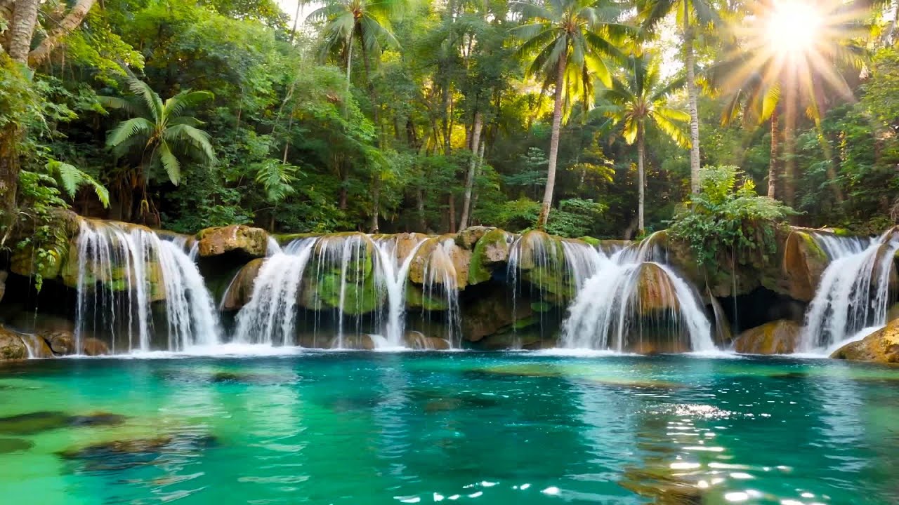 Soothing Headache, Migraine, Pain and Anxiety Relief - Gentle Waterfall, Open Heart Music, Helios 4K