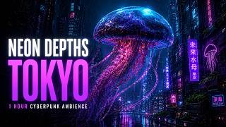 Neon Jellyfish District 🌌 Cyberpunk Rain Ambience | 1 Hour Futuristic Tokyo Sleepscape