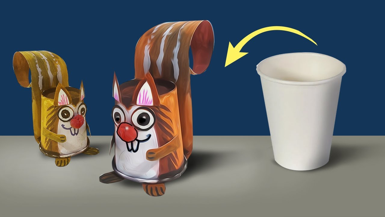 How to make Squirrel with paper cup | Paper Cup Crafts | Squirrel ...