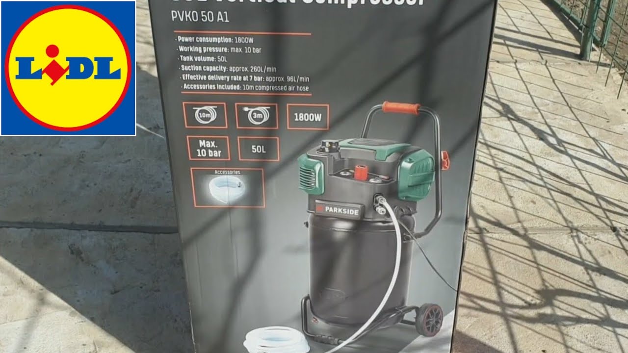 - YouTube 50 Unboxing PVKO Lidl - A1 PARKSIDE (143€) - Compressor Vertical l 50