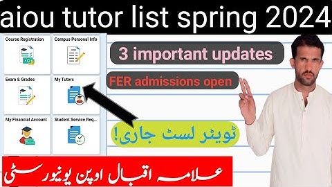 Aiou tutor list spring 2024 upload on CMS|Aiou 3 important updates|FER admissions open