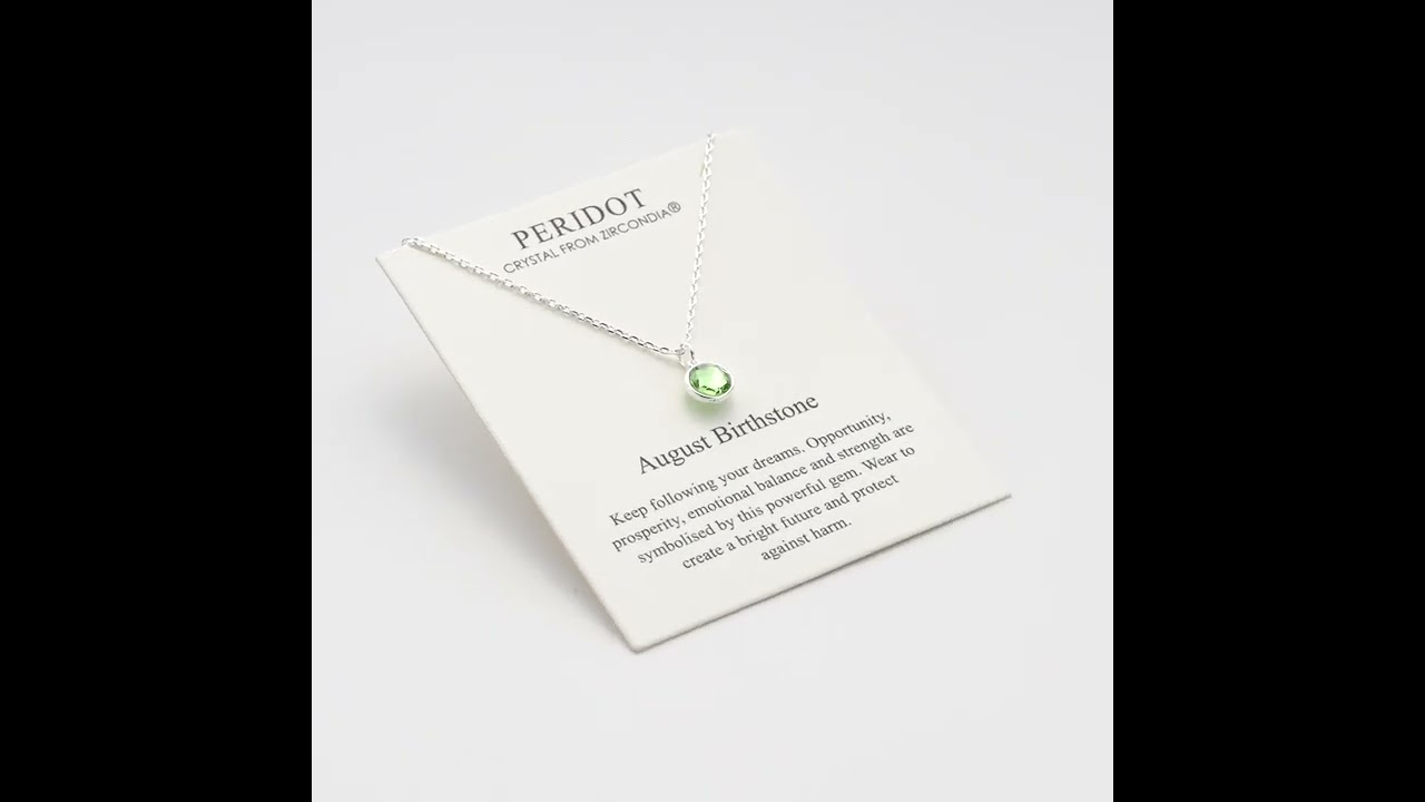August (Peridot) Birthstone Necklace Created with Zircondia® Crystals by Philip Jones Jewellery