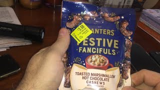 Let's try Walmart Clearance Planters Festive Fancifuls Toasted Marshmallow Hot Chocolate Cashews