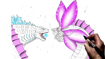 How To Draw Godzilla vs Tiamat | Step By Step | G x K New Empire