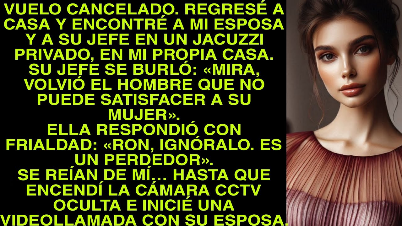 VUELO CANCELADO. REGRESÉ A CASA Y ENCONTRÉ A MI ESPOSA Y A SU JEFE EN UN JACUZZI PRIVADO, EN MI