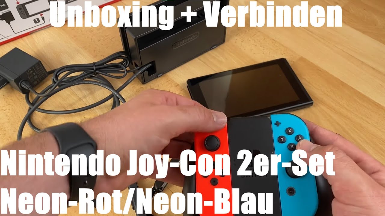 Nintendo Joy Con 2er Set Neon Rot Neon Blau Nintendo Joy-Con 2er-Set Neon-Rot/Neon-Blau unboxing und verbinden