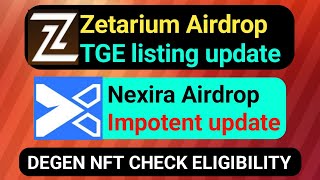 Zetarium airdrop new update | nexira airdrop update | new crypto airdrop | new airdrop today