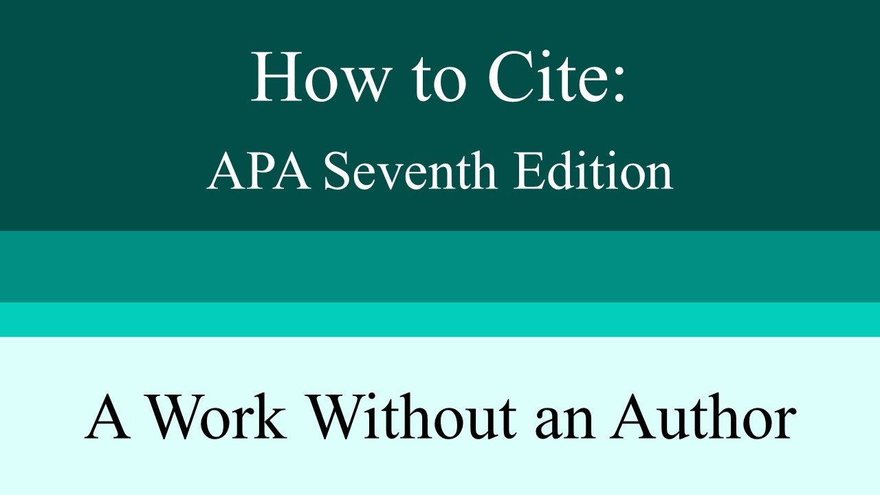 how to cite a research article with no author