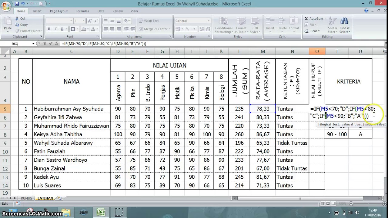 Rumus Multi If Pada Excel Youtube