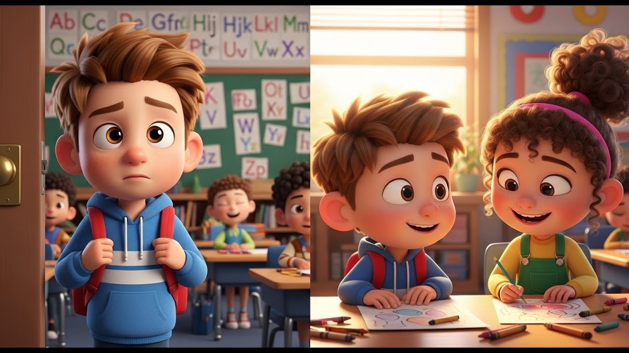 New School, New Friend! 🌈 Emotional Kids Story