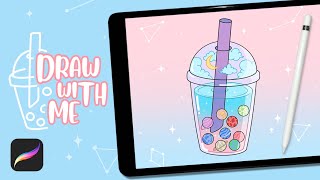 Draw With Me 🎨 on iPad Air 3 (procreate) | CUTE BOBA ILLUSTRATION