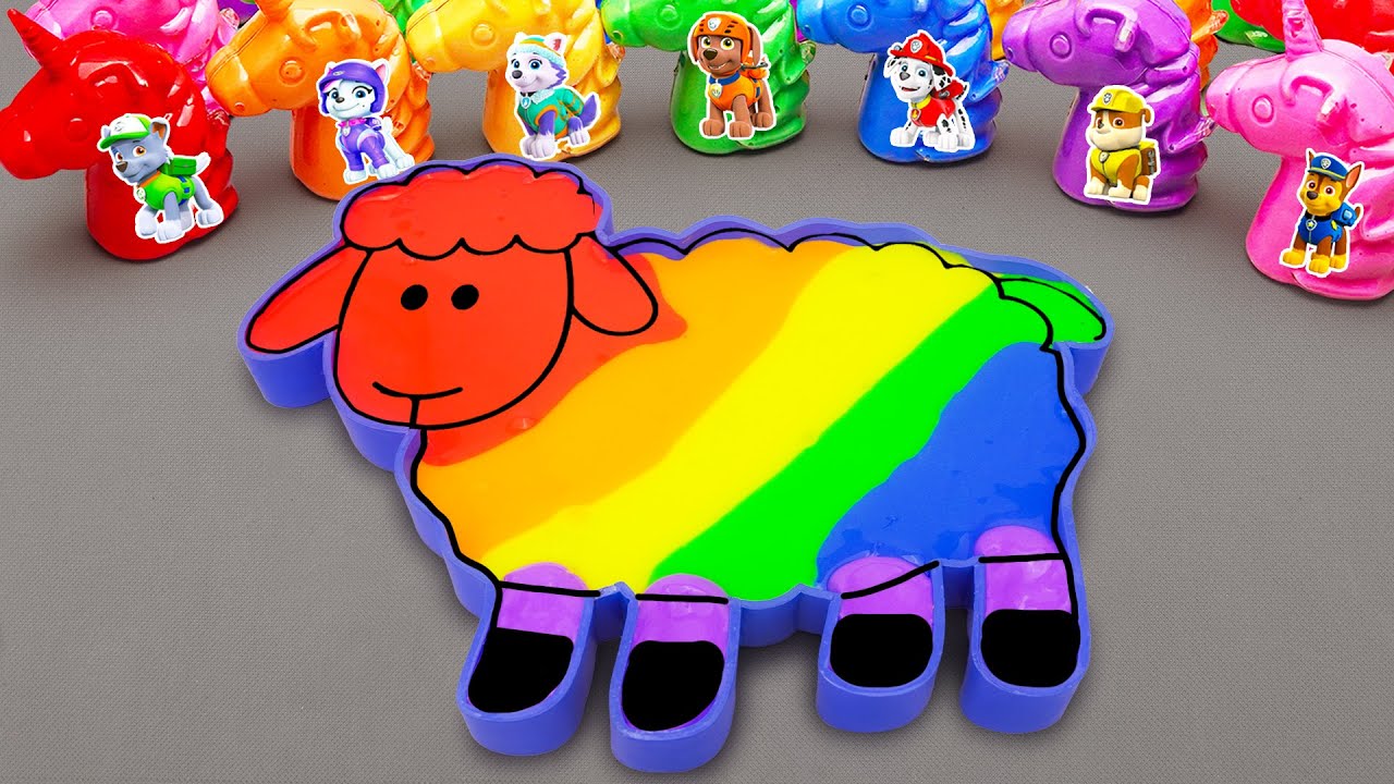 Satisfying ASMR | Making Rainbow Sheep Bathtub by Mixing SLIME in Paw Patrol Eggs CLAY Coloring