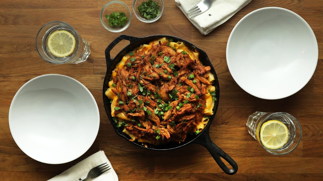 BBQ Chicken Mac 'N' Cheese Skillet // Presented By BuzzFeed & Kroger - This BBQ chicken mac 'n' cheese skillet is the perfect weeknight dinner for the whole family. Get all the ingredients you'll need to make this cheesy bite from 