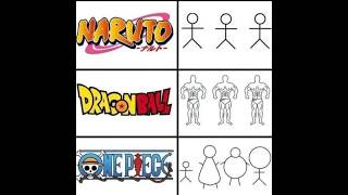Naruto vs Dragon Ball vs One Piece Character Designs 😂