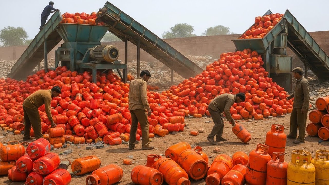 Master Craftsman Turns Recycled AC Cylinder into a Wooden Stove| Amazing Process Of Making Gas Stove