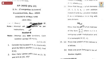 BSC 3RD SEM CS DISCRETE STRUCTURE NP CV DEC 2021 | CCSU