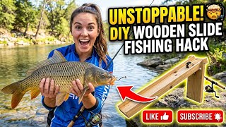 This DIY Wooden Slide Fishing Hack is UNSTOPPABLE! 🤯🎣#fishing 