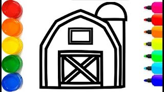Barn Drawing And Painting - Coloring Page Barn Yard At The Farm - Kid Art Clubhouse