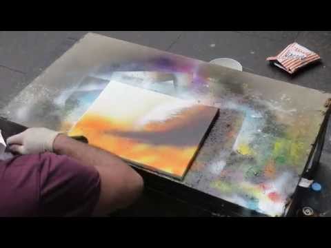Street Artist in Edinburgh, Scotland makes beautiful art with spray paint