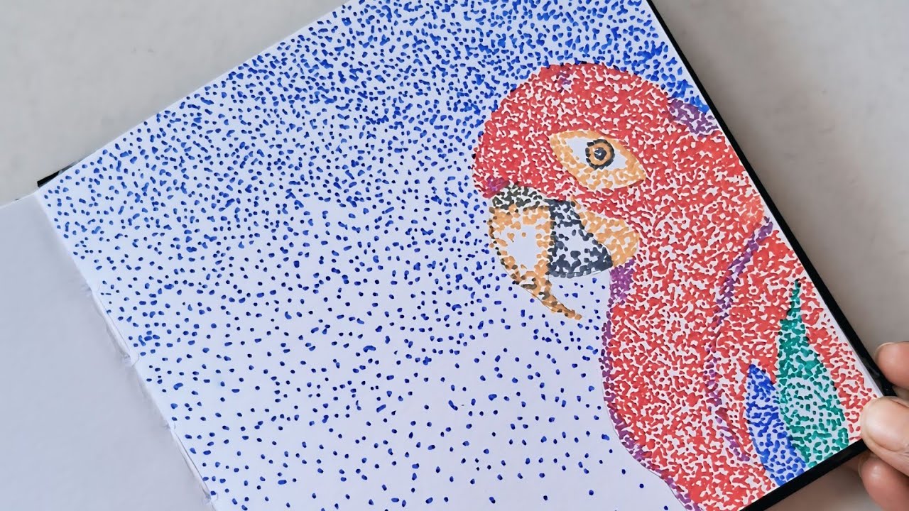 Create a parrot using only dots #pointillism #stippling #anardentartist ...