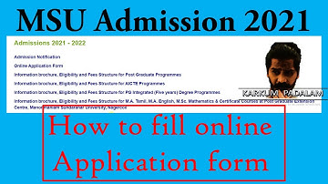 How to fill online application form in Manonmaniam Sundaranar University | MSU Admission 2021