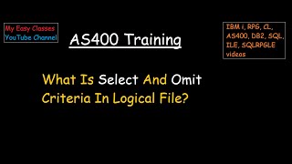 Select And Omit - Select And Omit Criteria In Logical File Implementing Options Omit In Modular Free Form Rpgle