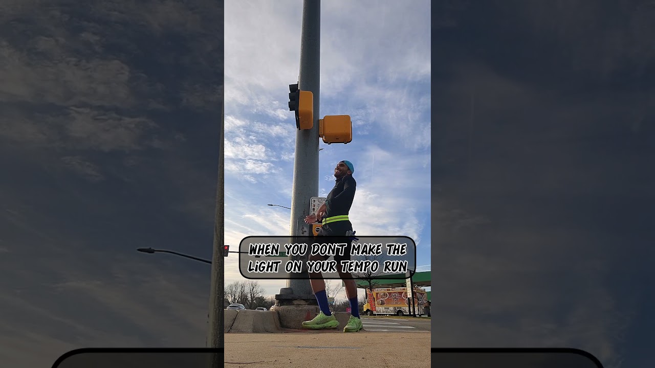 Runners at stop lightl  