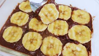 #praktischerezepte Super einfach, 5 Minuten Schokoladen-Bananen-Dessert, 3 Zutaten.